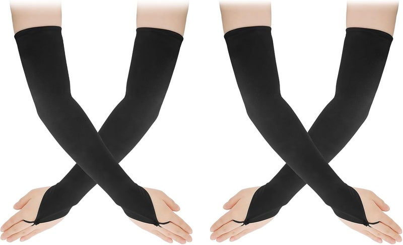 Yritioa Satin Opera Gloves Long Fingerless Elbow Length Costume Party Gloves - Image 1